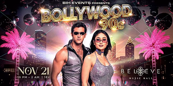 Bollywood 90s: Retro Bollywood Party on Nov 21 @Believe Music ATLANTA