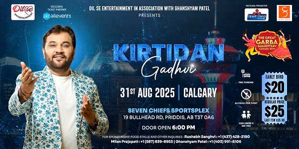 Kirtidan Gadhvi | The Great Garba Mahotsav Canada 2025 | 31st August 2025 | CALGARY AB