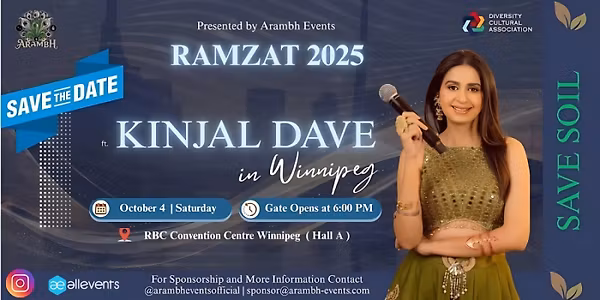Ramzat 2025 with KINJAL DAVE in Winnipeg, Manitoba