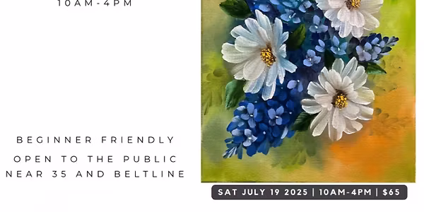 Floral oil painting with a certified Bob Ross Instructor
