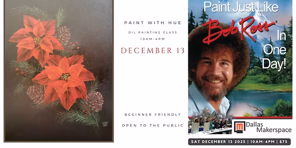 Floral oil painting with a certified Bob Ross Instructor