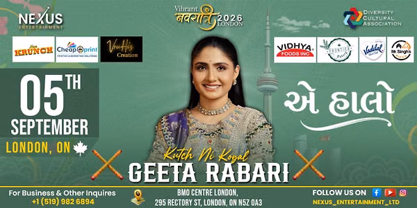 Vibrant Navratri with Geeta Rabari - London, ON - 5th SEP 2026 — BMO Centre London