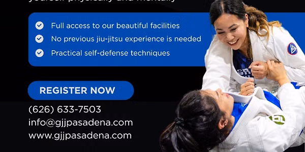 Lunch Break Reset: 2-Class Jiu-Jitsu Intro in Pasadena – Just $20
