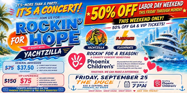 Rocking For Hope Benefit Concert Special!  50% Off GA & VIP Tickets Labor Day Weekend